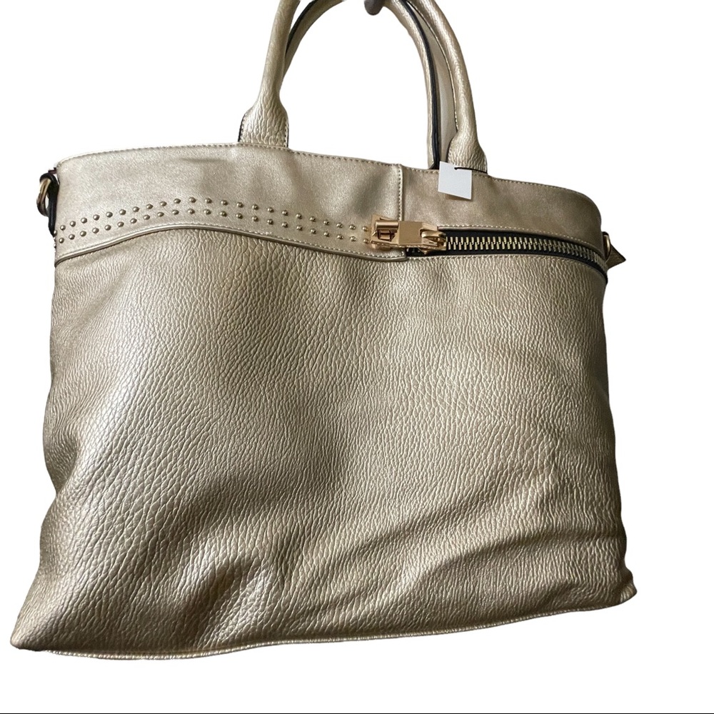 Ruby Collection Large Bag with Wallet & long strap Gold with Gold hardware.
